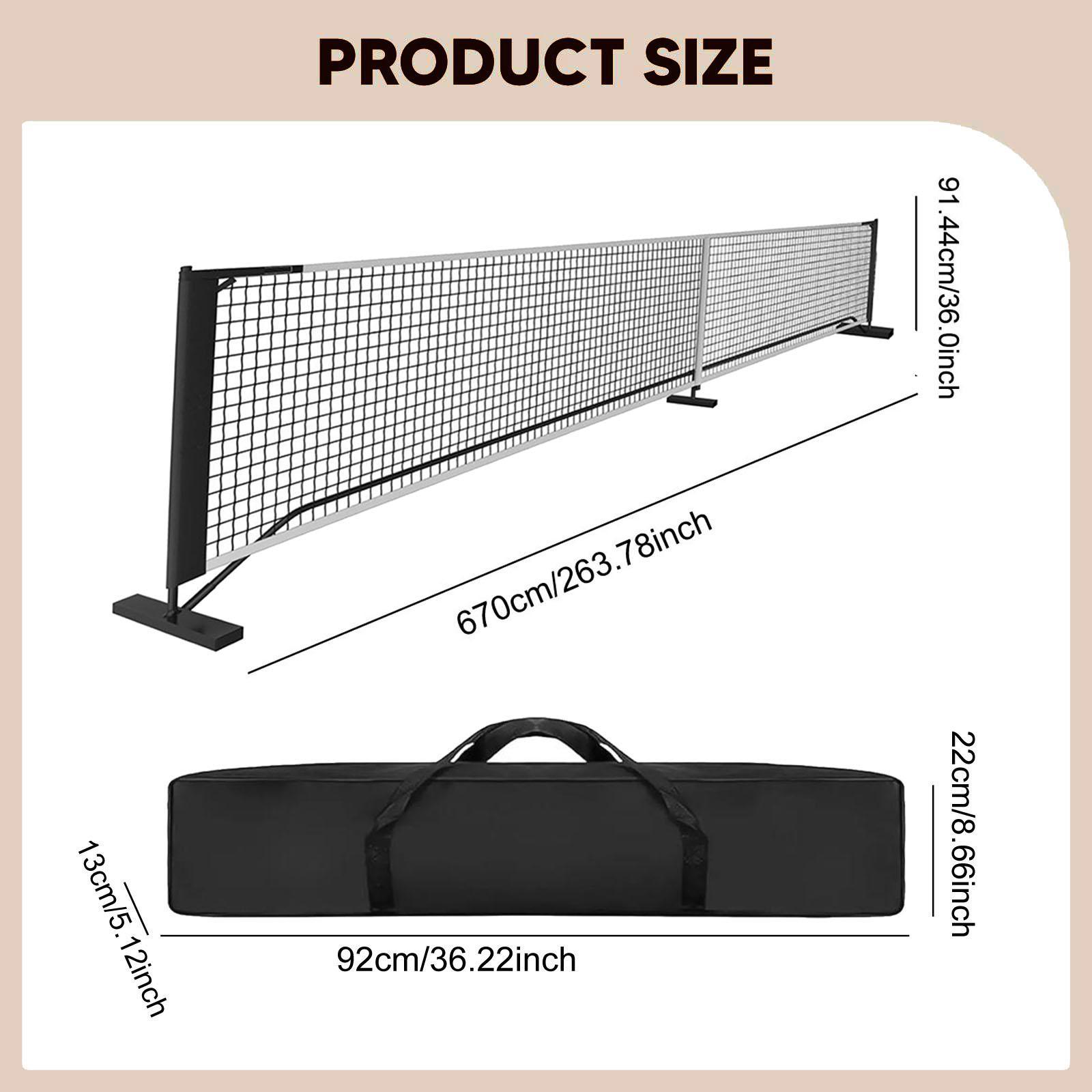 Sports Equipment Tennis - ชุดตาข่ายพิกเคิลบอลแบบพกพา ตาข่ายเทนนิส ติดตั้งง่าย โพลีเอสเตอร์แข็งแรง 22 ฟุต