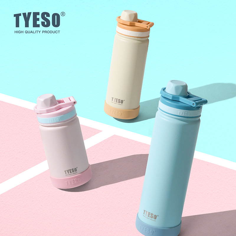 Sports Equipment 4 Year Old - กระติกน้ำสุญญากาศสแตนเลส TYESO ขนาด 420/600/750 มล. กระติกน้ำร้อน-เย็นสำหรับเด็ก