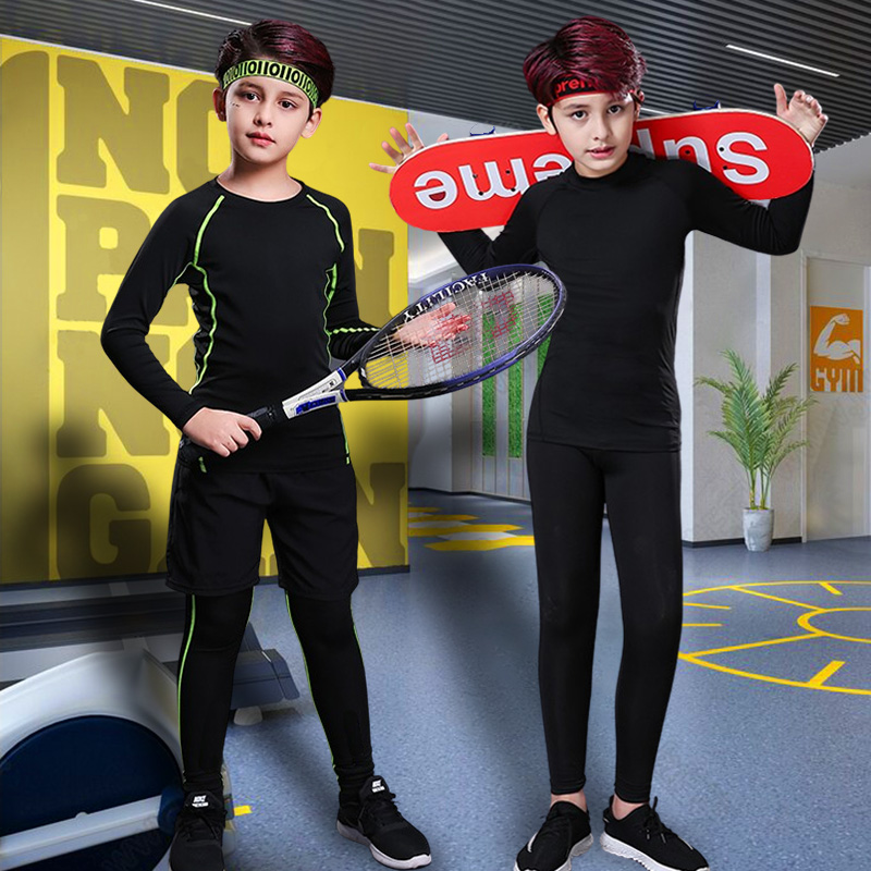 Sports Equipment For Boys - เด็กฟิตเนสTracksuitsเยาวชนกางเกงอบอุ่นชุดชั้นในแน่นกีฬาเสื้อผ้าสําหรับชายการบีบอัดวิ่งกีฬาบาสเกตบอล