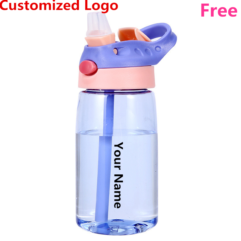 Sports Equipment 4 Year Old - DIY เด็กขวดน้ําแบบพกพา 480ML ความปลอดภัยกลางแจ้งส่วนบุคคลถ้วยดื่มพลาสติกสําหรับของขวัญเกิดฟรีปรับแต่งชื่อ